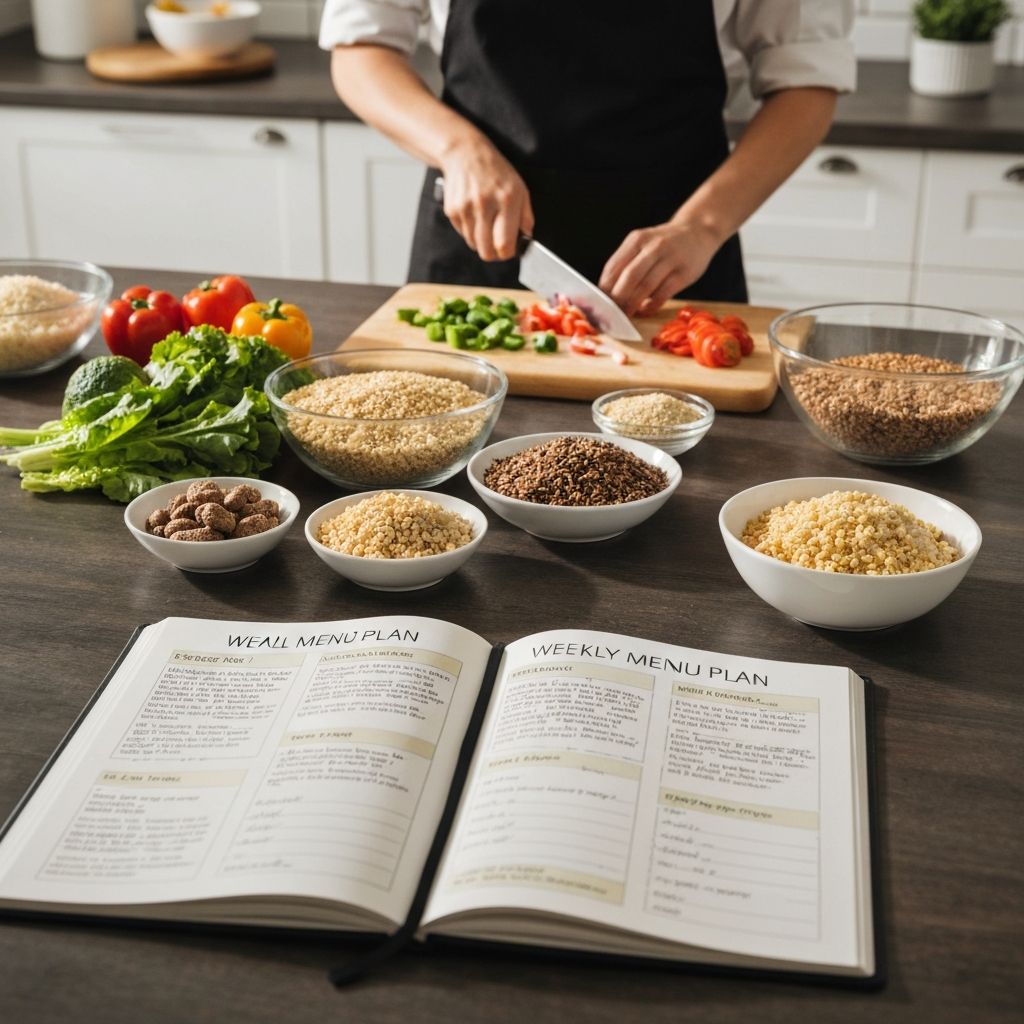 Healthy meal preparation with various nutritious ingredients